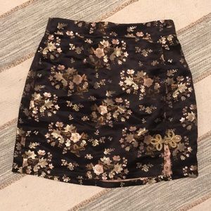 Top Shop Honey punch embroidered black skirt